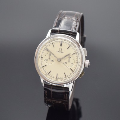 OMEGA Herrenchronograph Kaliber 320 in Stahl Referenz 101.009-63, Schweiz um 1963, Handaufzug, 3-tlg. Geh. Boden & Glasrand aufgedr., ...