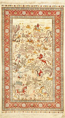 Hereke Seide fein, China, ca. 40 Jahre, reine Naturseide, ca. 155 x 92 cm, ca. 1,0 Mio. Kn/qm, EHZ: 1