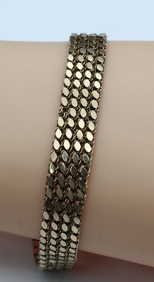 14 kt Gold Armband, GG 585/000, 4 Reihen ovale Glieder, L. ca. 21 cm, B. ca. 1 cm, ca. 19.4 g, Steckverschluss