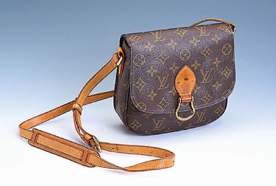 LOUIS VUITTON Umhängetasche, Monogram Canvas, Besätze und Umhängeriemen aus naturfarb. Leder, ca. 24 x 22 x 6 cm, Dust-Bag und Shopping-Bag ...