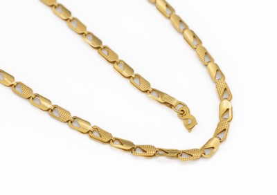 21.6 kt Gold Collier, GG 900/000 gepr., jedes 2. Glied graviert, L. ca. 47 cm, ca. 14.1 g