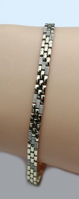 14 kt Gold Armband, GG/WG 585/000, Backsteinoptik, teilw. mattiert, L. ca. 20 cm,ca. 12.7 g, Kastenschloß mit Sicherheitsacht