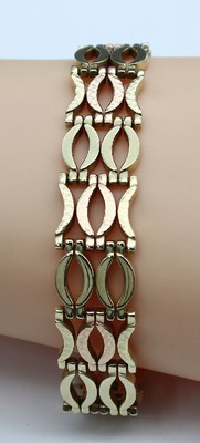 14 kt Gold Armband, GG/RG 585/000, ausgefallen, ovale und halbovale Glieder, L. ca. 19.3 cm, ca. 28.2 g, Kastenschloß mit 2 Sicherheitsachten