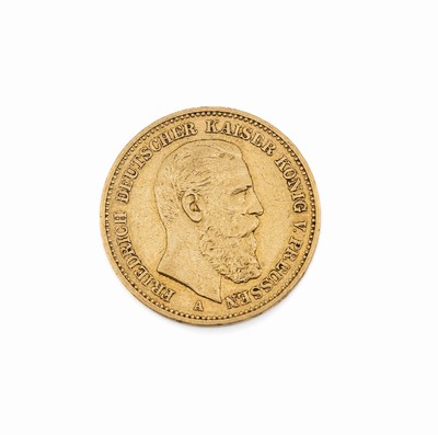 20 Mark Goldmünze, Deutsches Reich 1888, Friedrich Deutscher Kaiser König von Preußen, Prägemarke A
