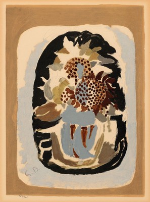 Georges Braque, 1882-1963, Farblithographie, im Druck monogr., num. 124/300, ca. 39x29cm, PP, u.Gl., R. ca. 59x47cm