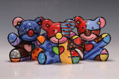 Romero Britto,geb. 1963, drei Plastiken aus der Serie "Bears" "Joy Bear", "Cuddly Bear" und "Hope Bear", je ...