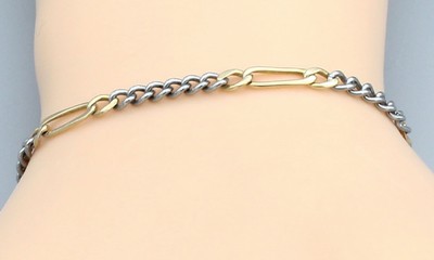 18 kt Gold Armband, GG/WG 750/000, L. ca. 20.5 cm, Karabinerschließe, ca. 4.6 g
