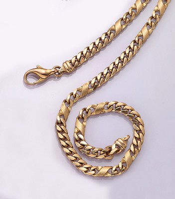 14 kt Gold Collier, GG 585/000, Flachpanzerkette, L. ca. 51 cm, Karabinerschließe, ca. 41.6 g