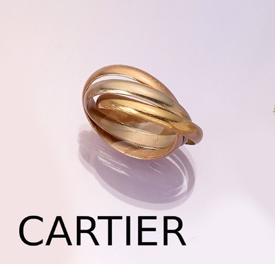 18 kt Gold CARTIER Trinity-Ring, GG/WG/RG 750/000, sign., RW 63