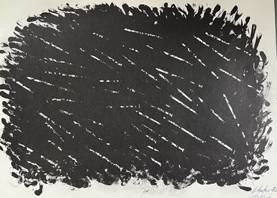 Günther Uecker, geb. 1930, Ohne Titel, Lithographie, rechts unten im Druck signiert und mit blauer Farbe handsign.,ca. 49x64cm