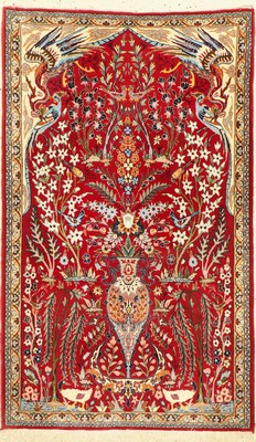 Esfahan fein, Persien, ca. 50 Jahre, Korkwolle mit und auf Seide, ca. 117 x 71 cm, EHZ: 1-2