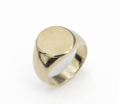 14 kt Gold Siegelring, GG 585/000, ovaler Ringkopf mit freiem Monogrammfeld, RW 65, ca. 20.6 g