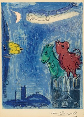 Marc Chagall, 1887-1985, Lithographie "Les Monstres de Notre-Dame", 1954, anlässlich der Ausstellung "Paris" in der Galerie ...