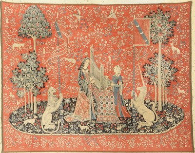 Wandteppich, Europa, ca. 50 Jahre, Wolle, ca. 171 x 134 cm, EHZ:1-2 (maschinell hergestellt).
