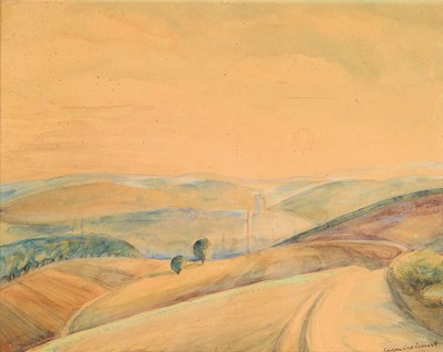 Eugen Croissant, 1898 Landau-1976 Breitbrunn am Chiemsee, Landschaft bei Siegen, Aquarell, re. unten signiert, l. stockfleckig bzw. Altersspuren, ca. ...