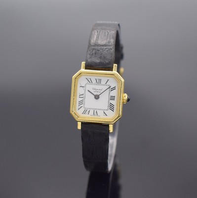 CHOPARD Damenarmbanduhr in GG 750/000 Referenz 5087, Schweiz um 1975, Handaufzug, 2-teil. Geh., Boden aufgedr., orig. Lederband m. orig. verg. ...