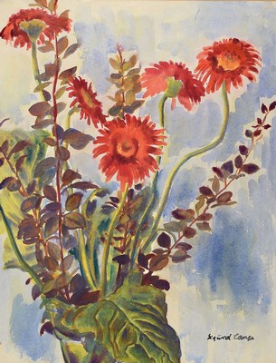 Sigurd Lange, 1904 Berlin-2000 Pfullendorf, Blumenstillleben, Aquarell auf Papier, rechts unten signiert, ca. 63x49cm, PP, u.Gl., R. ca.85x69cm