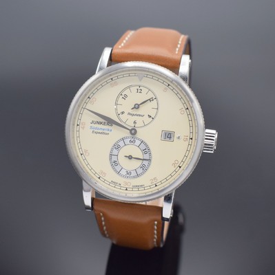 JUNKERS F13 Regulateur Südamerika Expedition limitierte Herrenarmbanduhr in Stahl Referenz 6512-1, Deutschland um 2015, Automatik, matt. beids. ...