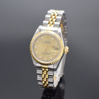 ROLEX Datejust Referenz 69173 Damenarmbanduhr in Stahl/Gold, Schweiz um 1990, Automatik, verschr. Oystergeh., Saphirglas, Jubileeband Ref. 62523D.18, ...