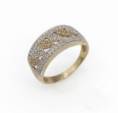 9 kt Gold Diamant-Ring, GG/WG 375/000, 50 8/8-Diamanten zus. ca. 0.40 ct Weiß/si-p, RW 57, ca. 3.8 g