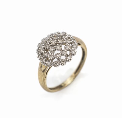 9 kt Gold Diamant-Ring, GG/WG 375/000, 35 8/8-Diamanten zus. ca. 0.40 ct Weiß-get-Weiß/p, RW 53, ca. 2.4 g