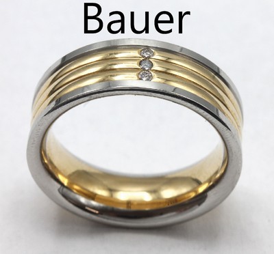 Brillant-Ring, GG 750/000 und Platin, Meistermarke CHRISTIAN BAUER, 3 Brillanten zus. ca. 0.03 ct feines Weiß/si, ca. 14.1 g, RW 54