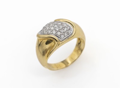 18 kt Gold Brillant-Ring, GG/WG 750/000, Brillanten zus. ca. 0.47 ct Weiß/si, ca. 8.6 g, RW 54