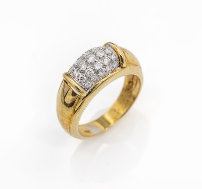 18 kt Gold Brillant-Ring, GG/WG 750/000, Brillanten zus. ca. 0.54 ct feines Weiß/vs, ca. 10.2 g, RW 55