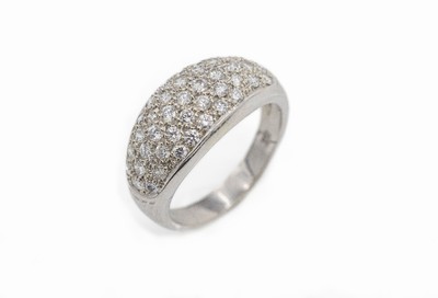 14 kt Gold Brillant-Ring, WG 585/000, Brillanten zus. ca. 0.80 ct Weiß/si, ca. 5.1 g, RW 54