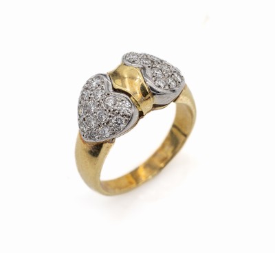18 kt Gold Brillant-Ring, GG/WG 750/000, Brillanten zus. ca. 0.63 ct feines Weiß -Weiß/vs-si, ca. 7.6 g, RW 51
