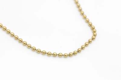 18 kt Gold Kugelkette, GG 750/000, L. ca. 60 cm, Federringschließe, ca. 9.7 g