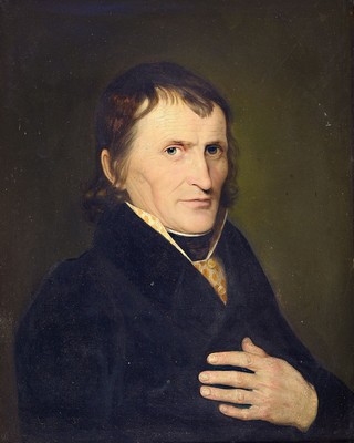 Unbekannter österreichischer Künstler, 19.Jh., Darstellung von Josef von Hammer- Purgstall, 1774 Graz - 1856 Wien, Öl/Lwd, feine detailreiche ...