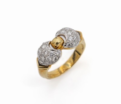 18 kt Gold Ring, GG/WG 750/000, Brillanten zus. ca. 0.83 ct feines Weiß/vs, ca. 6.9 g, RW53.5