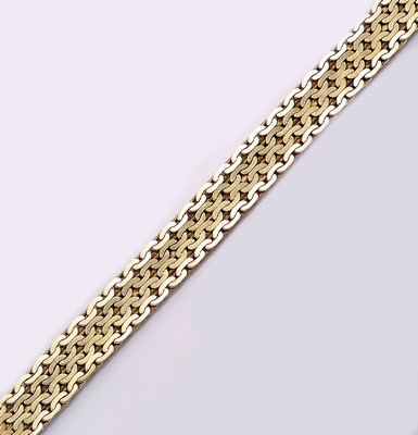 14 kt Gold Armband, GG 585/000, Meistermarke A. Daub, L. ca. 19 cm, Kastenschloß mit Sicherheitsacht, ca. 44.2 g