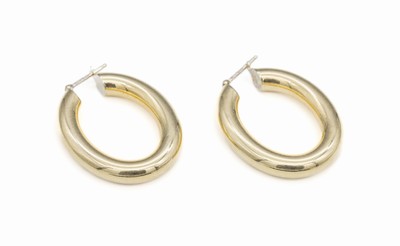 Paar 14 kt Gold Ohrcreolen , GG 585/000, L. ca. 2.9 cm, total ca. 6.1 g
