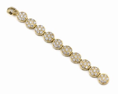 18 kt Gold Brillant-Anhänger, GG 750/000, 70 Brillanten zus. ca. 0.70 ct feines Weiß/ si, L. ca. 5 cm, total ca. 3.3 g