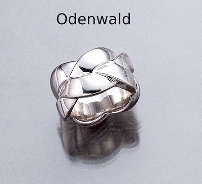 18 kt Gold ODENWALD Ring, WG 750/000, Flechtdesign, massive Ausführung, qualitätvolle Verarbeitung, total ca. 29,1 g, RW 57, sign.