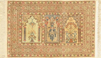 Hereke Seide Saf, Türkei, ca. 60 Jahre, reine Naturseide, ca. 115 x 73 cm, EHZ: 1