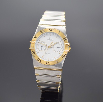 OMEGA Constellation Armbanduhr in Stahl/Gold Referenz 3961070, Schweiz um 1990, quartz, gedr. Geh., Goldlünette m. röm. Zahlen, orig. Stahl/Gold ...