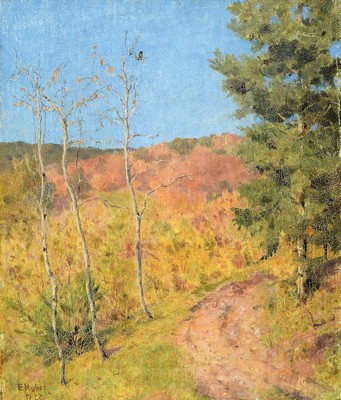 Ernst Huber, 1895 - 1960 Wien, belegte Kurse an der Kunstgewerbeschule Wien, Mitglied des Sonderbundes und der Wiener Secession, hier: herbstliche ...