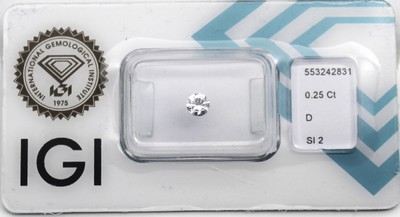 Brillant 0.25 ct hochfeines Weiß D/si2, verschweißt, IGI Expertise