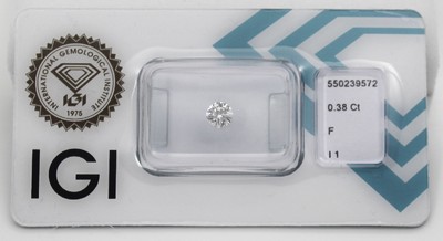 Brillant 0.38 ct feines Weiß F/p1, verschweißt, IGI Expertise