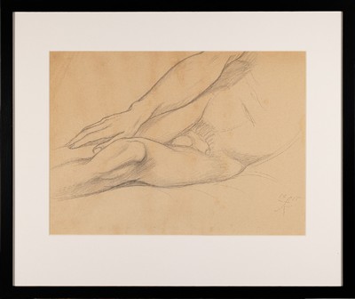 Fritz Köthe, 1916 - 2005, Bleistift-Aktzeichnung auf Papier, handmonogrammiert, datiert 1965, 34.5 x 48 cm, Rahmen 52 x 62 cm, Fritz Köthe war ein ...