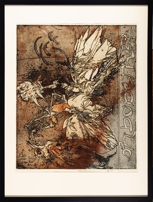 Horst Janssen, 1929 - 1995, farbige Radierung auf feinem Japanpapier, handsigniert, nummeriert 111/300, datiert 91, Blattgröße 62.5 x 54 cm, unter ...