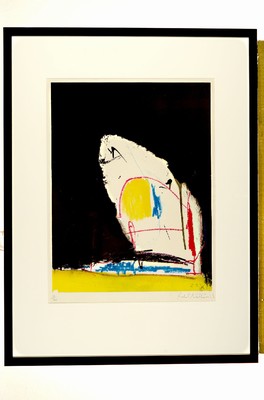Robert Motherwell, 1995 - 1991, Collotypie, Pochoir auf Arches-Papier, "Capriccio", aus 1991, Blattgr. 51x 39 cm, unten links mit Bleistift ...