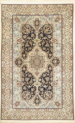 Nain fein(6 La), Persien, ca. 40 Jahre, Korkwolle mit Seide, ca. 207 x 130 cm, ca. 1,0Mio. Kn/qm, EHZ: 1