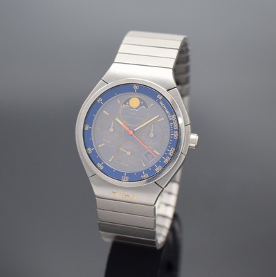 IWC Porsche Design Armbandchronograph Referenz 3742, Schweiz um 1985, quarz, Titangeh. inkl. Gliederband m. Faltschließe, Boden & Krone verschr., ...