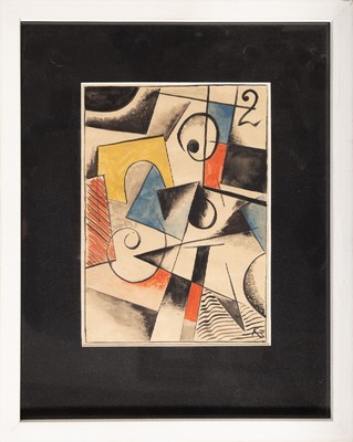 Kirill Mihailovich Zdanevich, 1892-1969, russischer Konstruktivist, Gouache auf Papier, rechts unten monogrammiert KZ, ca. 19.5x 14cm, u.Gl., R. ca. ...