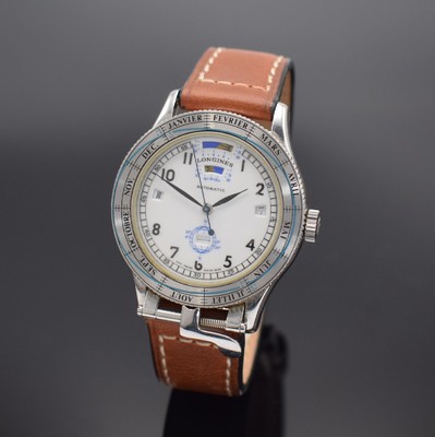 LONGINES feine und seltene astronomische Herrenarmbanduhr Modell Ephemerides Solaire Referenz 5235, Schweiz um 1990, Automatik, hergestellt zum 100. ...