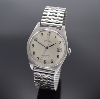 OMEGA Seamaster De Ville Herrenarmbanduhr in Stahl Referenz 166.041, Schweiz um 1969, Automatik, neutr. Flexband, verschr. Boden, orig. Krone & Glas, ...